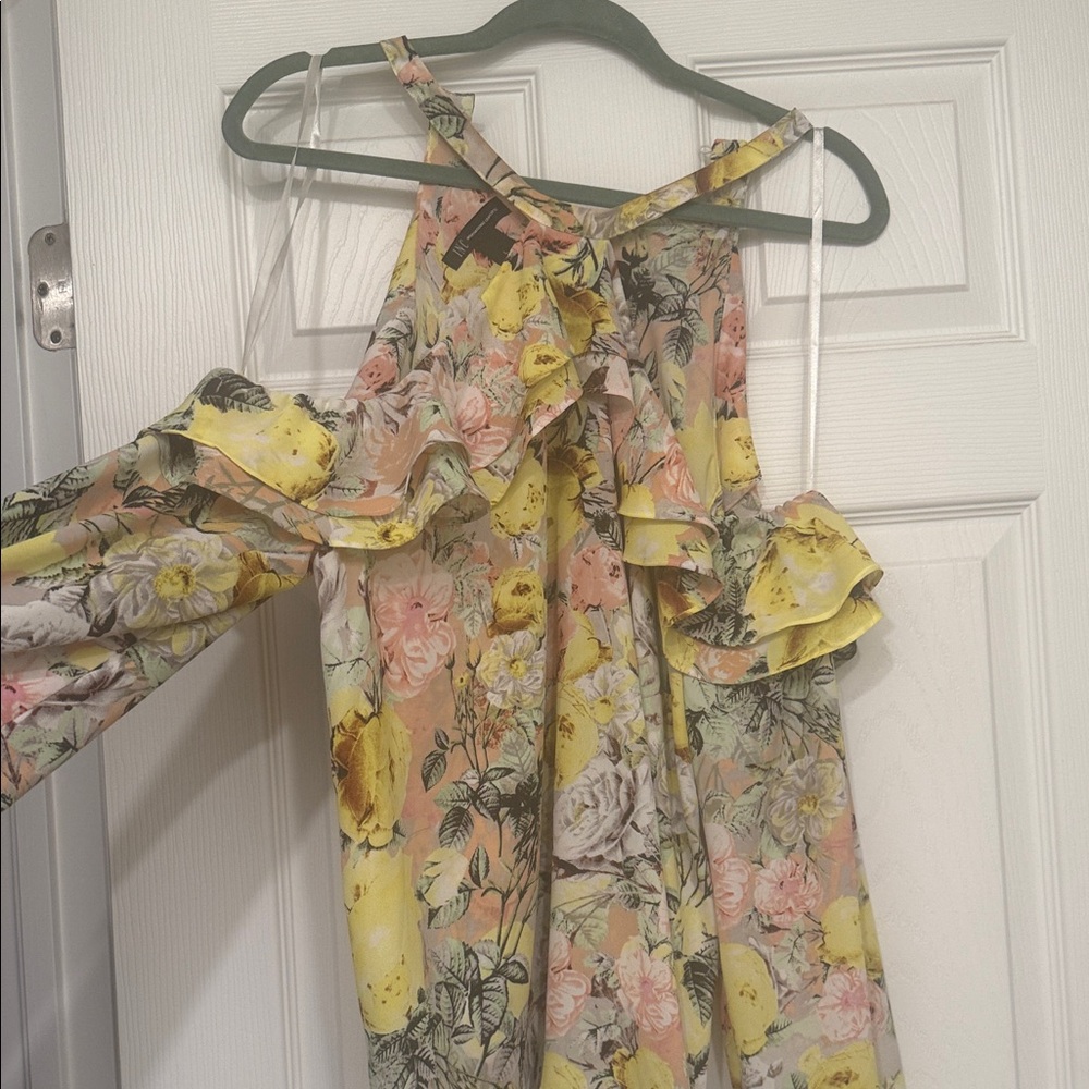 INC International Concepts Floral Cross-Back Jumpsuit - Yellow and Pink